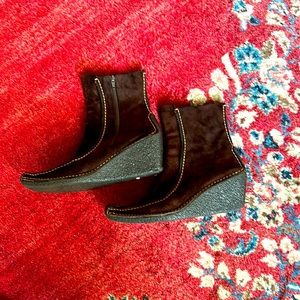 Pons Quintana Chocolate Suede Wedge Boots 8